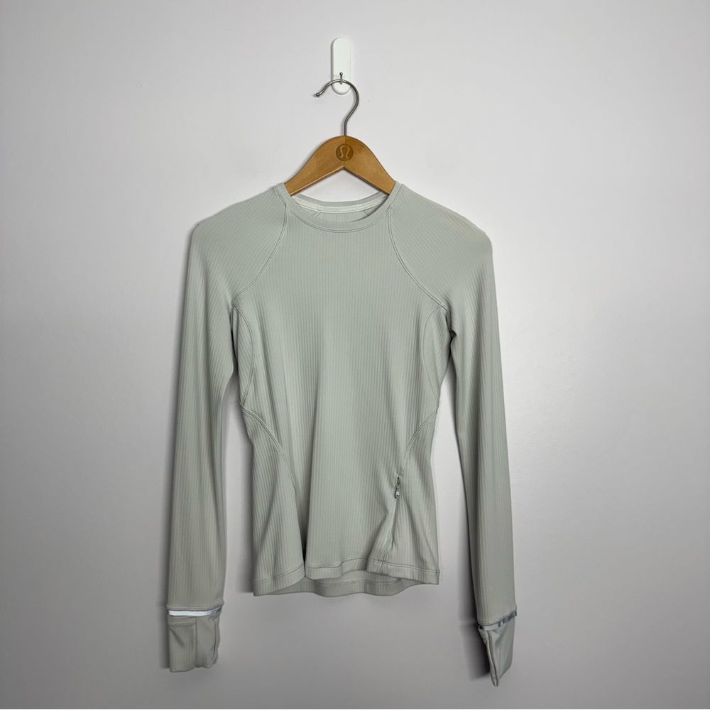 lululemon athletica Light Gray Ribbed Sweatshirt